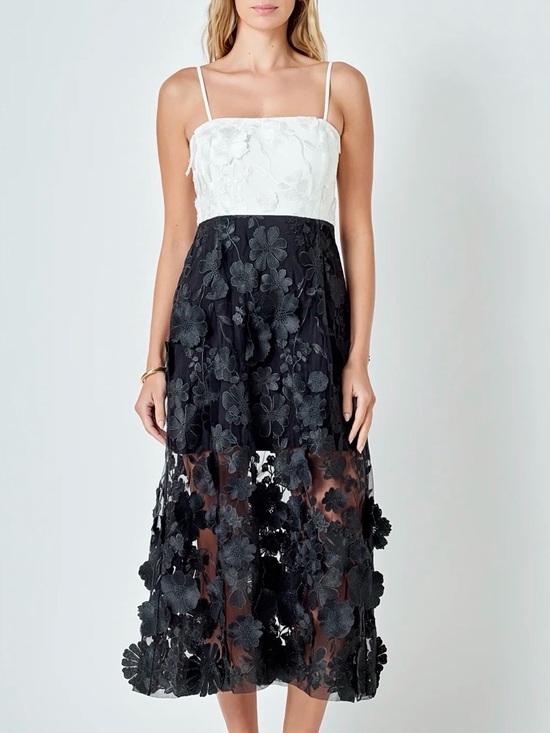 Endless Rose Dresses & Skirts - Anthropologie Endless Rose NWT Floral Colorblock Applique Midi Dress M $270